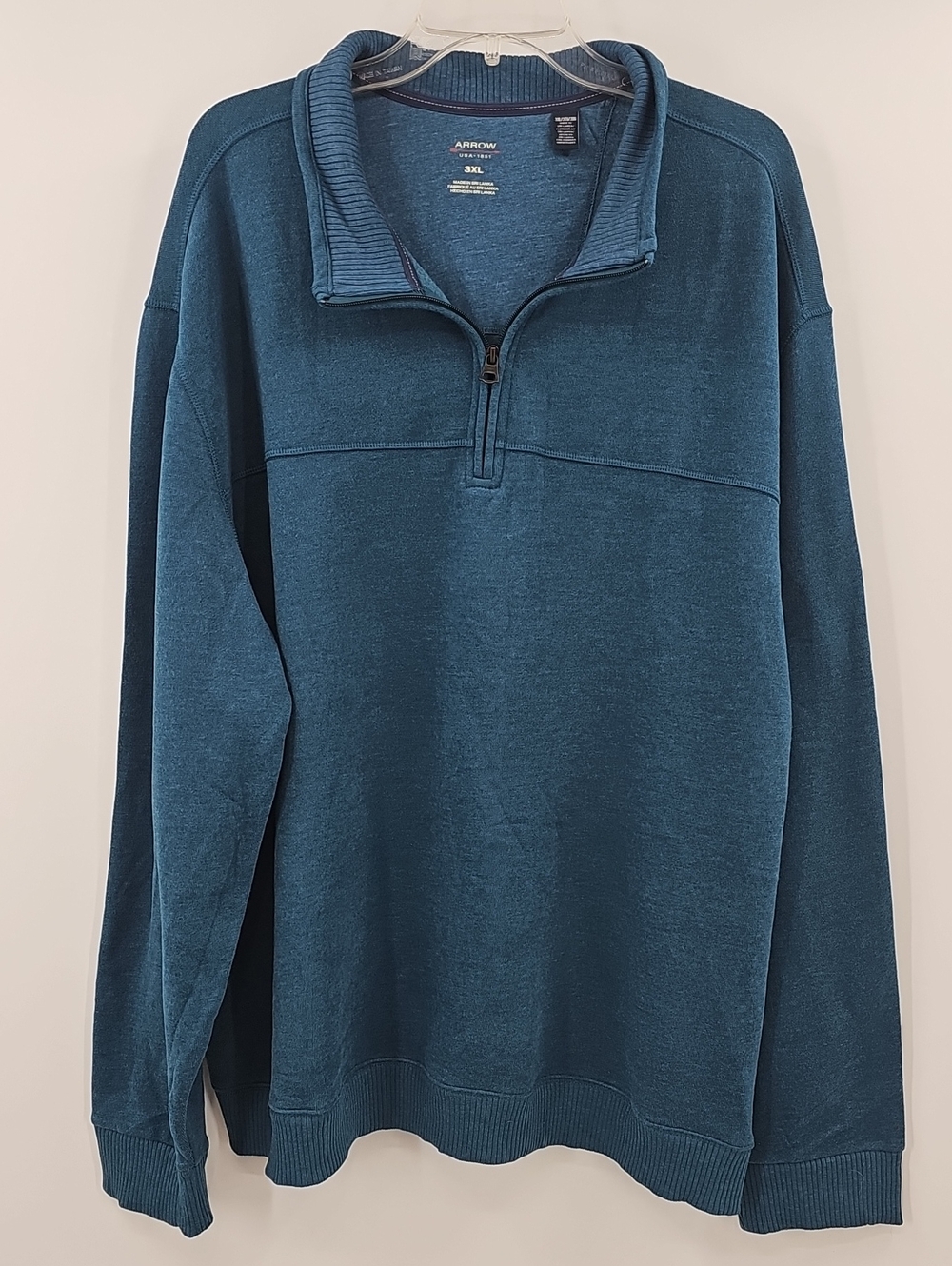 Arrow Men's Quarter-Zip Fleece Pull Over Sweater in Teal Size 3X